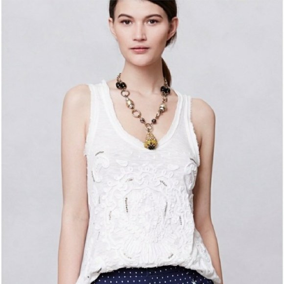 Anthropologie Meadow Rue Embroidered Sequin Top - Picture 1 of 4